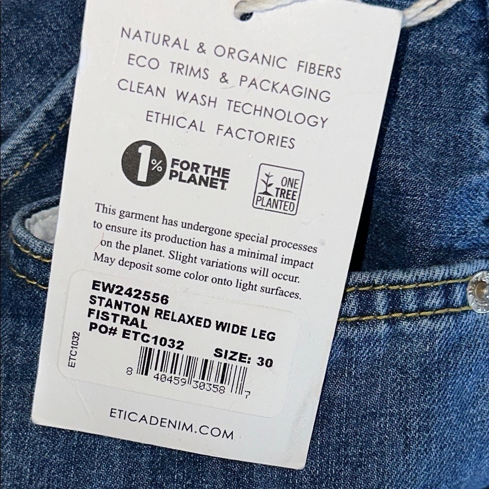 Etica Blue Stanton Relaxed Wide Leg Fistral Denim Jeans Sz. 30 NWT! - Picture 10 of 12